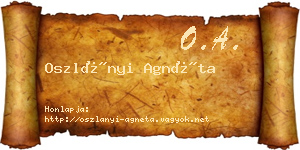 Oszlányi Agnéta névjegykártya